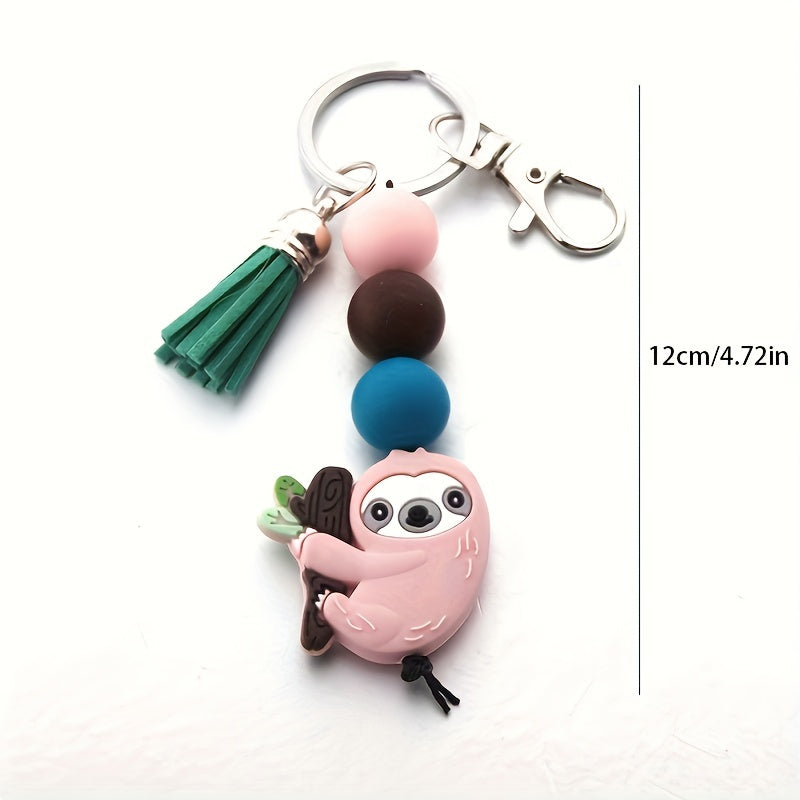 Charming Sloth Silicone Bead Keychain