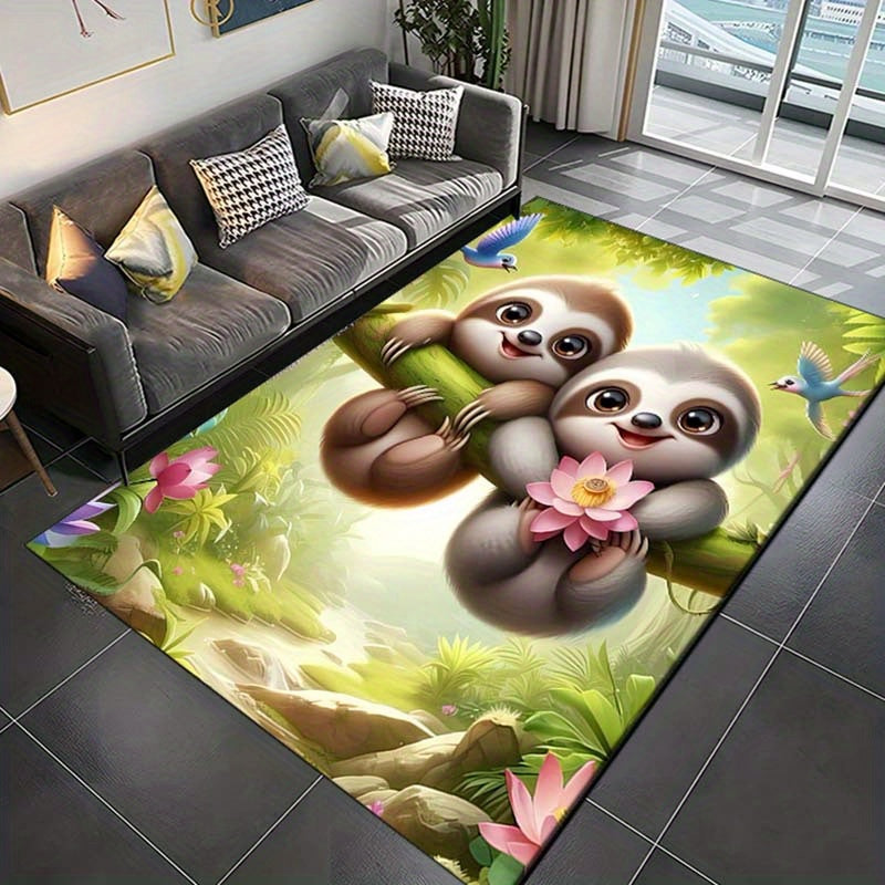 Two Baby Sloths Design On Rug