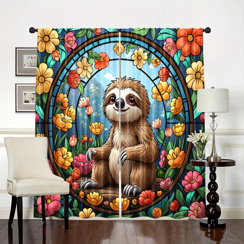 Sloth-Themed Light Filtering Curtains