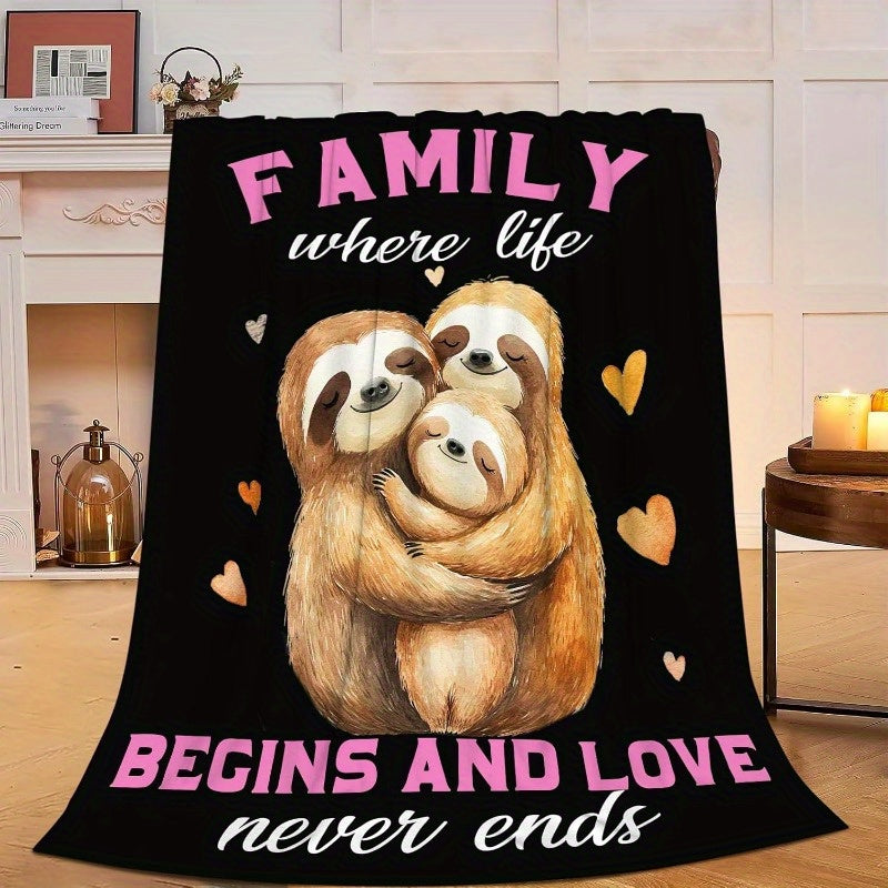 Family Where Life Begins And Love Never Ends Sloth Family Blanket