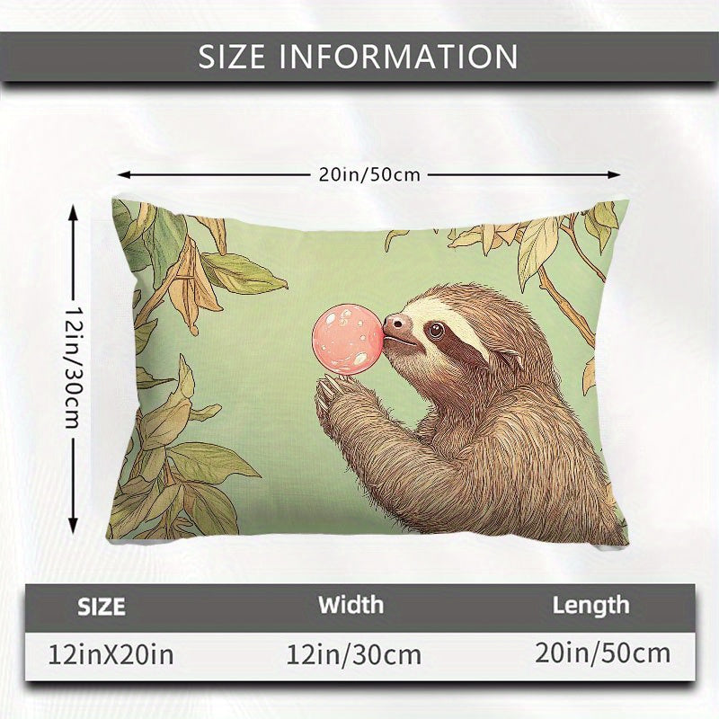 Sloth Blowing Pink Bubble Gum Cushion Cover