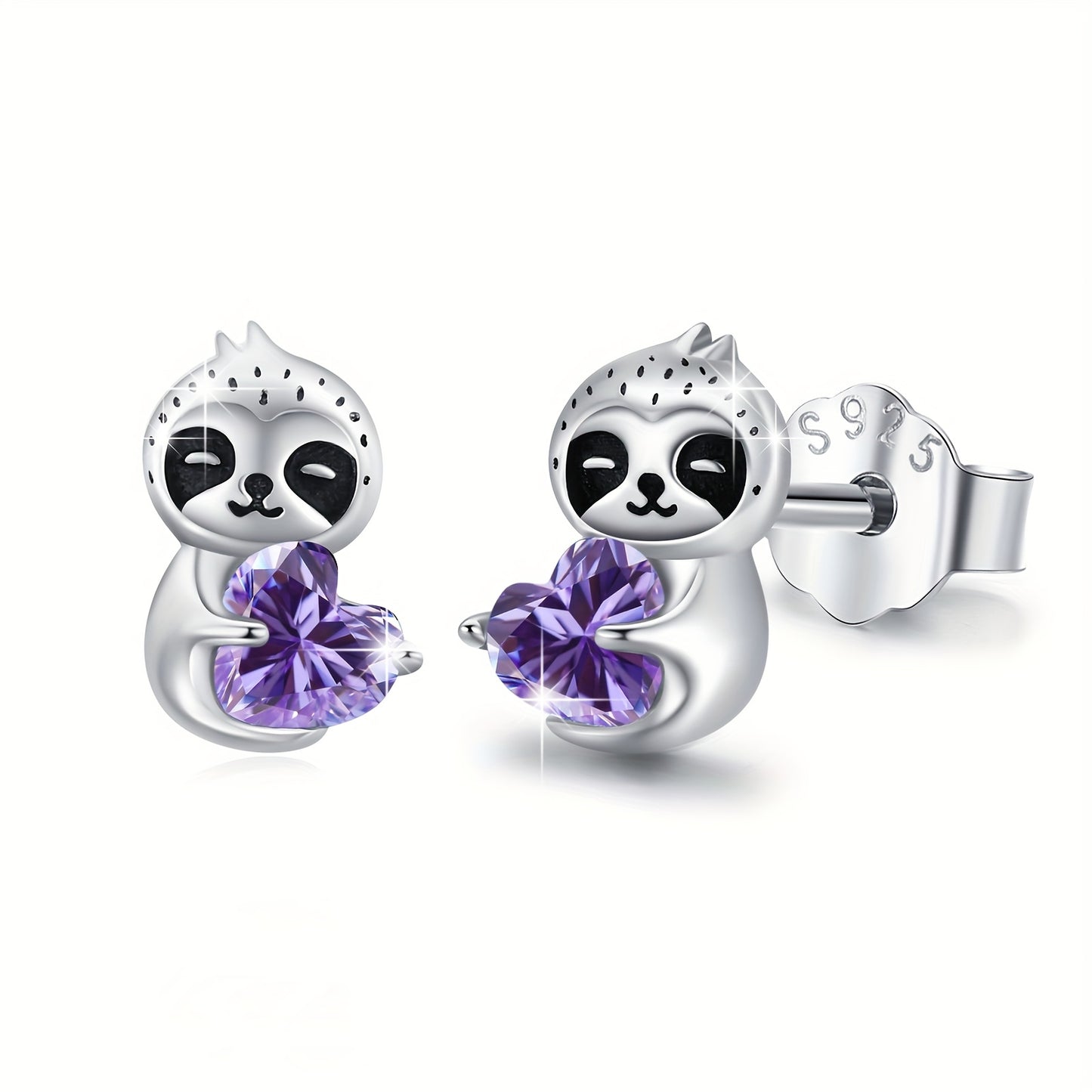 Sterling Silver Sloth Stud Earrings