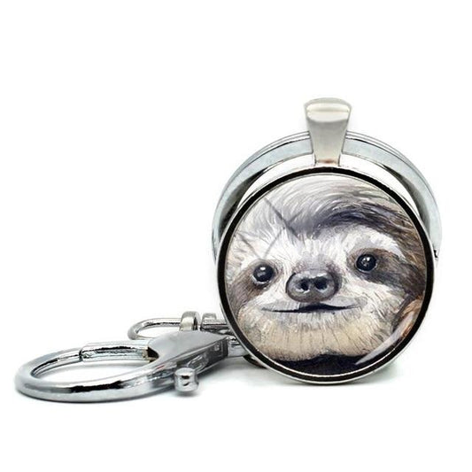 Fluffy Face of Sloth Keyring - Sloth Gift shop