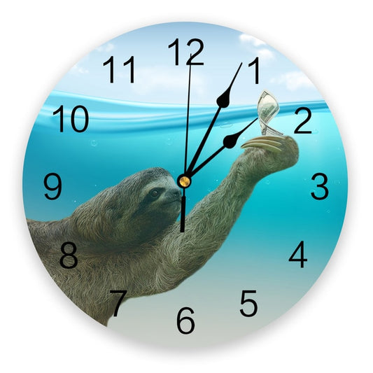 Aqua Sloth Wall Clock