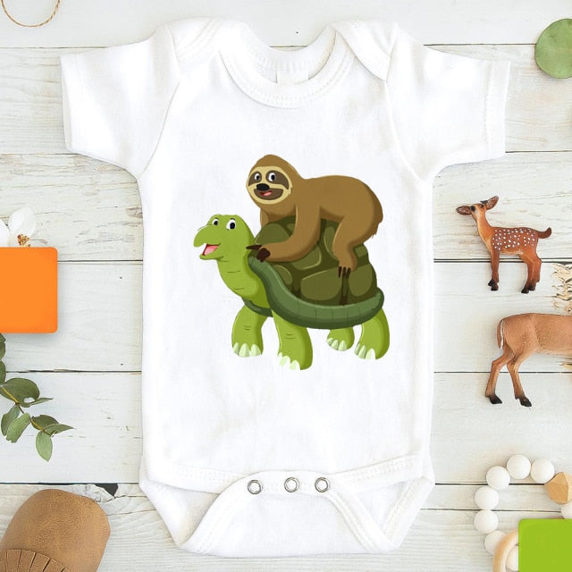 Sloth on a smiling Tortoise Bodysuit