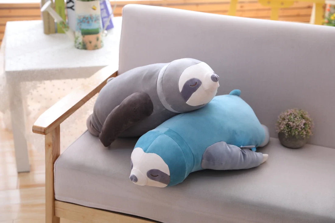 Sleeping sloth plush toy, a cosy Christmas gift for a sloth lover