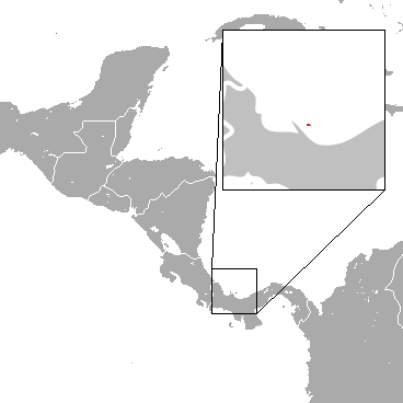 Map showing the tiny island range of the pygmy three-toed sloth near Panama