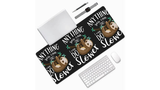 Sloth desk mat gift idea, resized landscape blog image