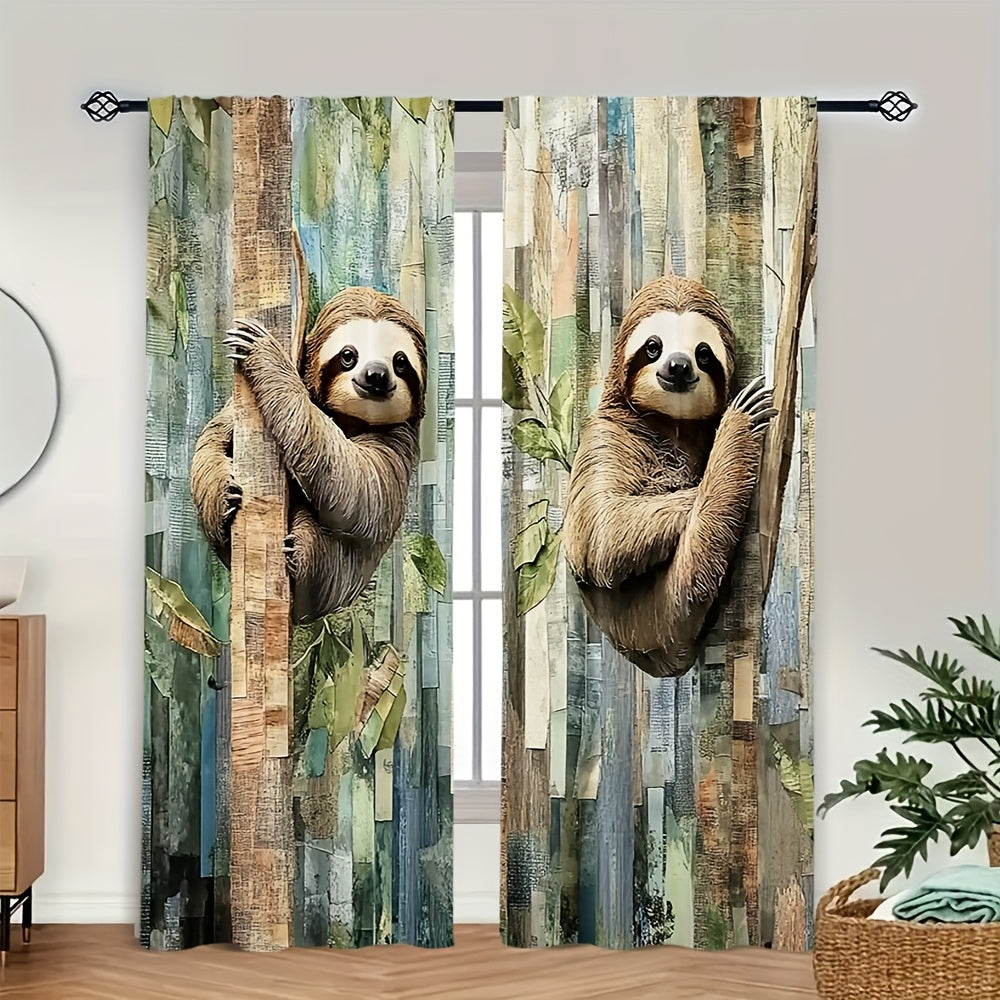 Sloth Oil Painting Curtains