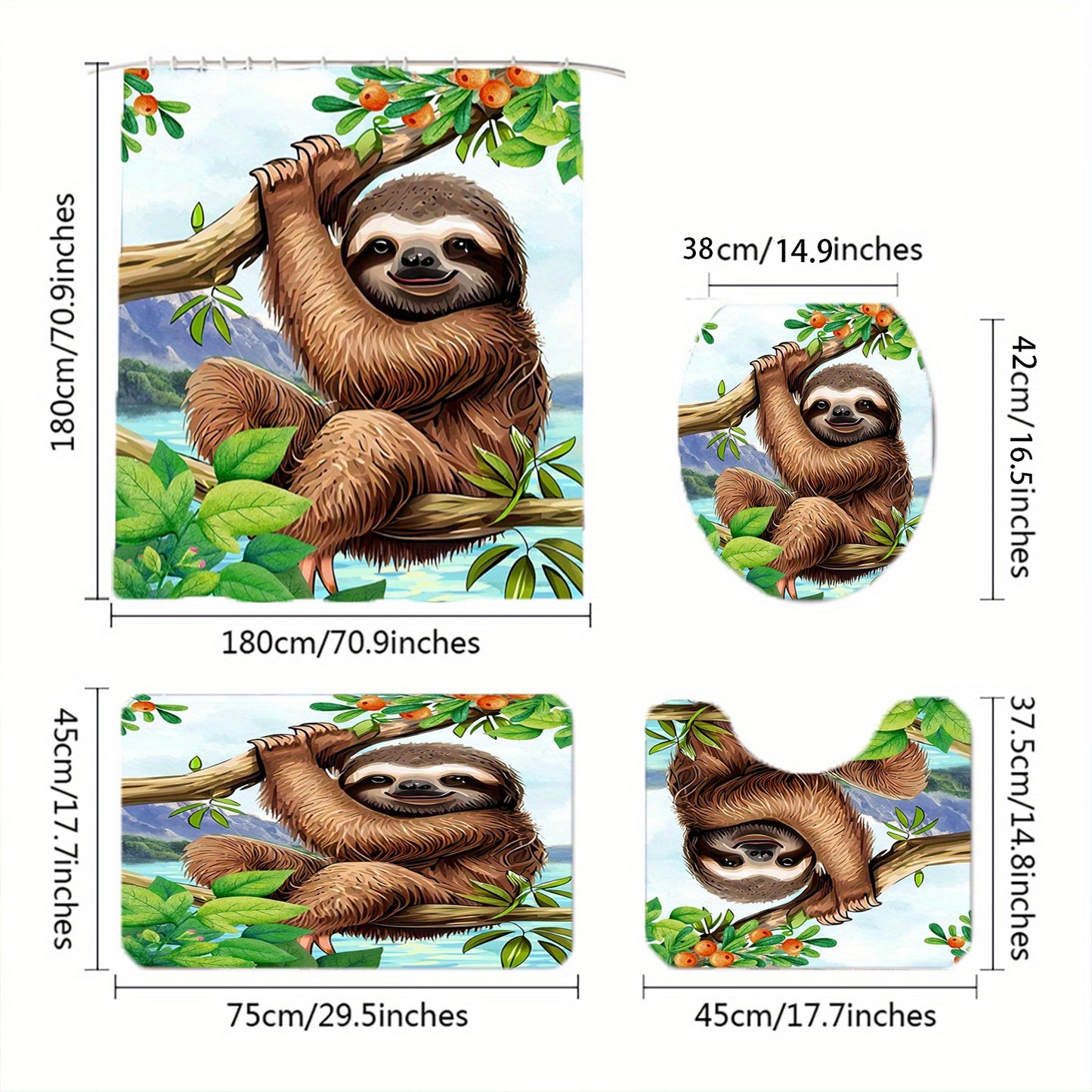 Tropical Sloth Shower Curtain and Bathroom Set