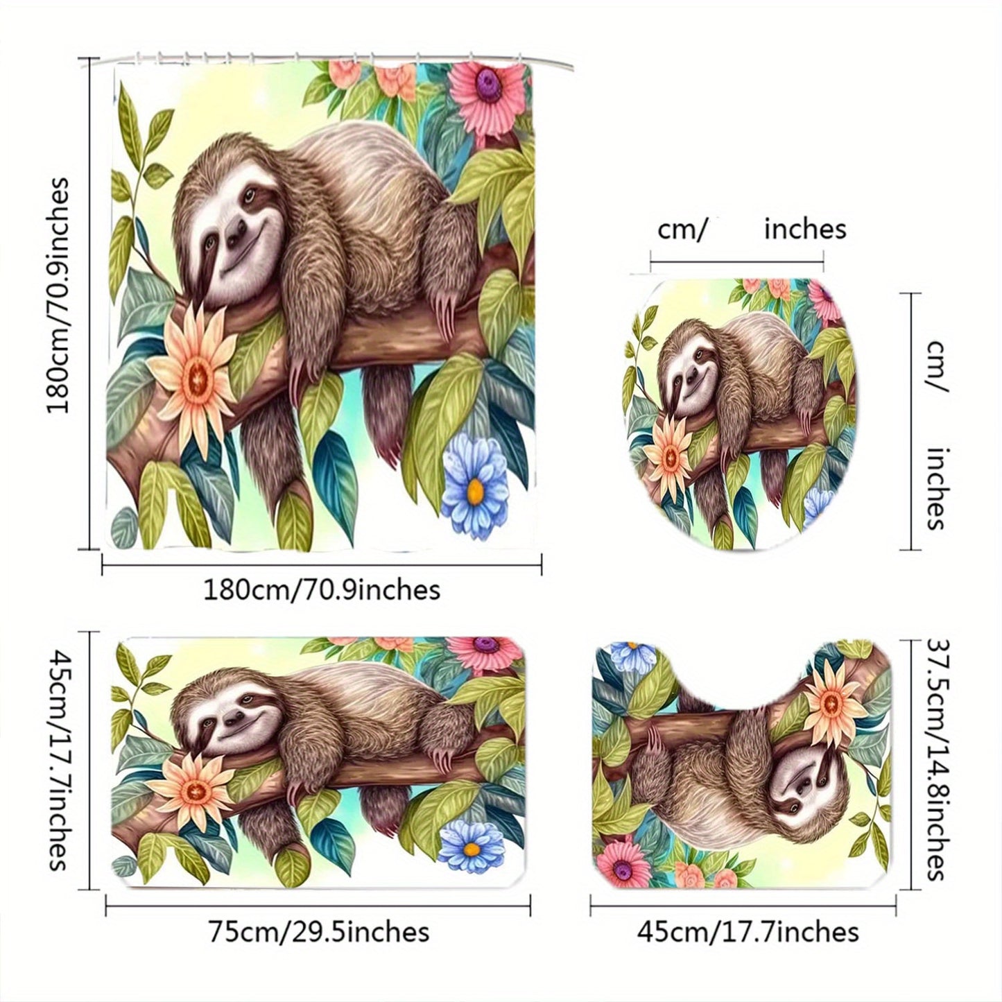 Sloth Shower Curtain and Bathroom Set