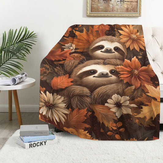 Sloth and Autumn Leaves Design Blanket