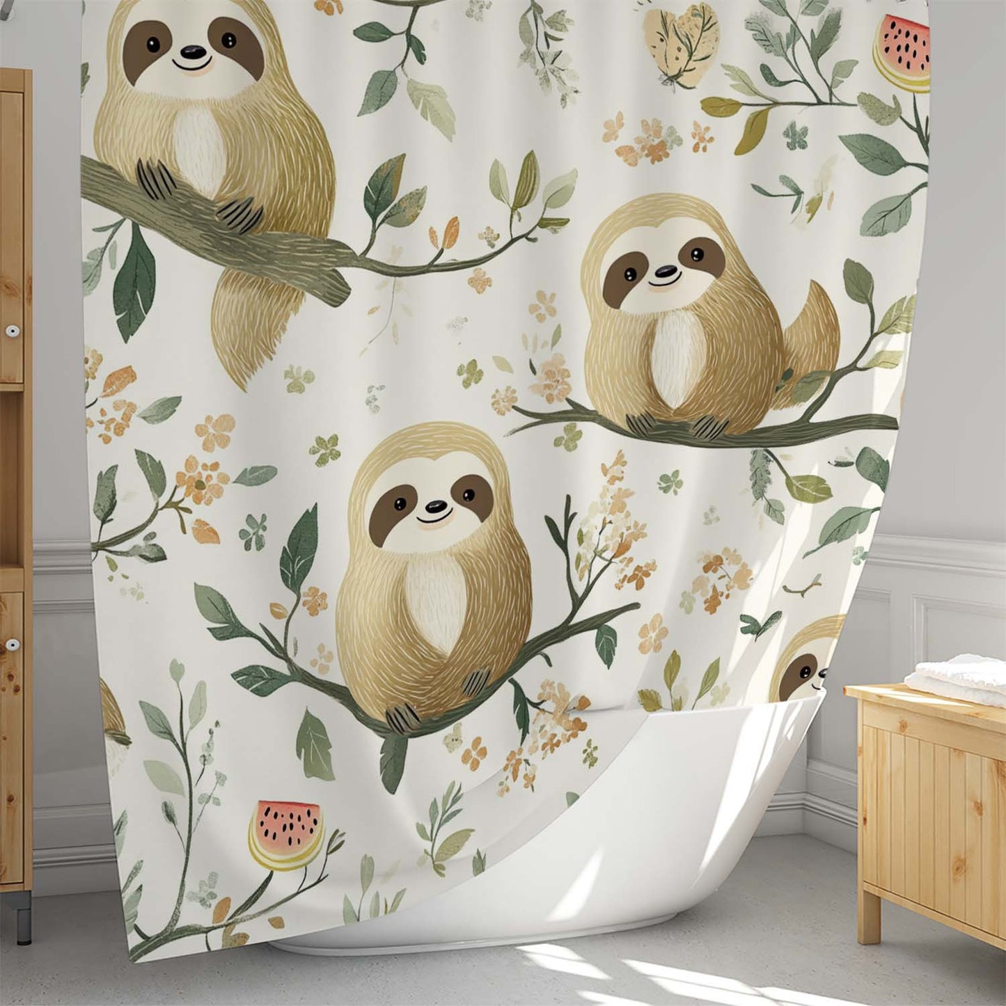 Sloth Waterproof Shower Curtain