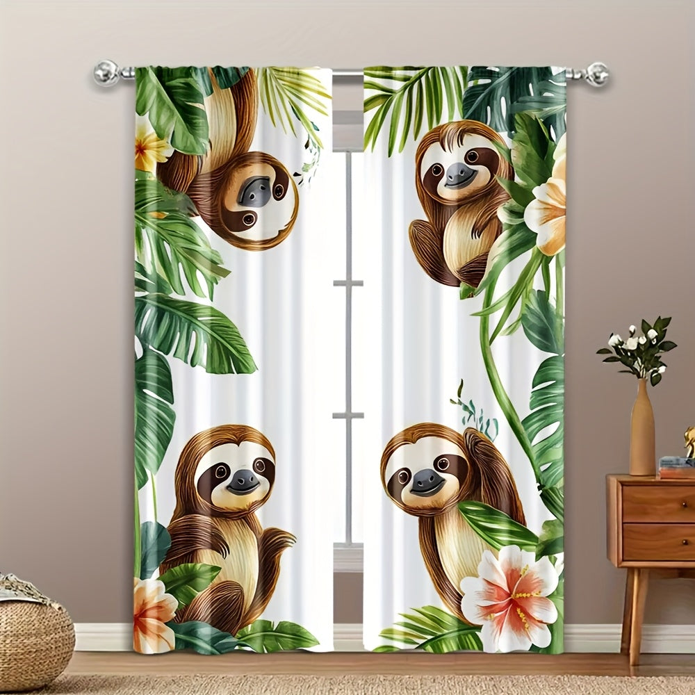 Contemporary Forest & Sloth Design Curtains