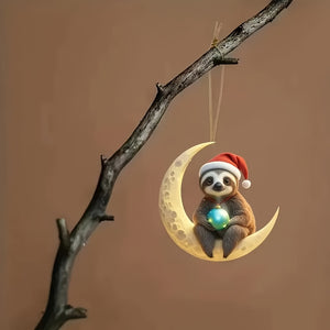 Charming Sloth on the Moon Pendant Decoration