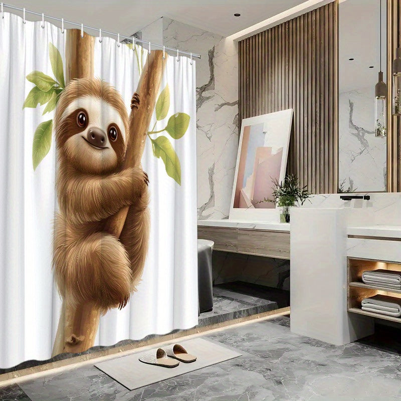 Sloth Hugging A Tree Shower Curtain