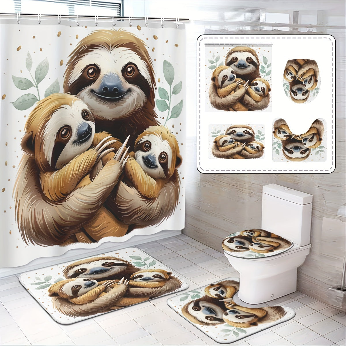 Adorable Sloth Themed Bathroom Set