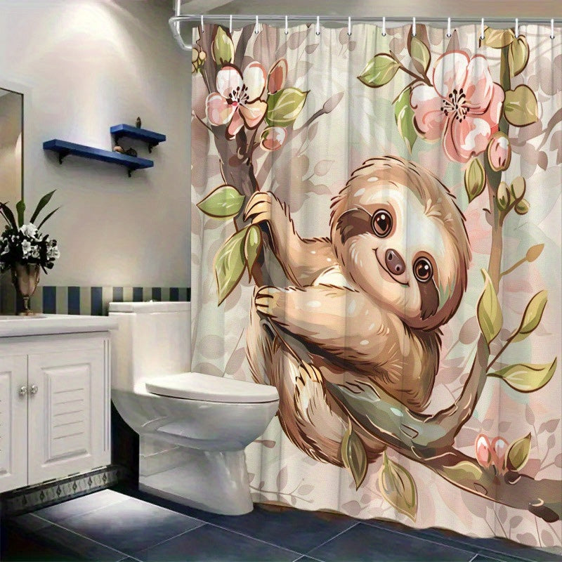 Sloth Floral Shower Curtain