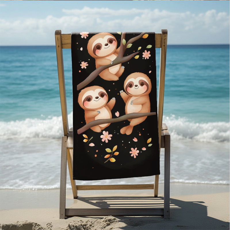 Cute Sloth Beach Towel