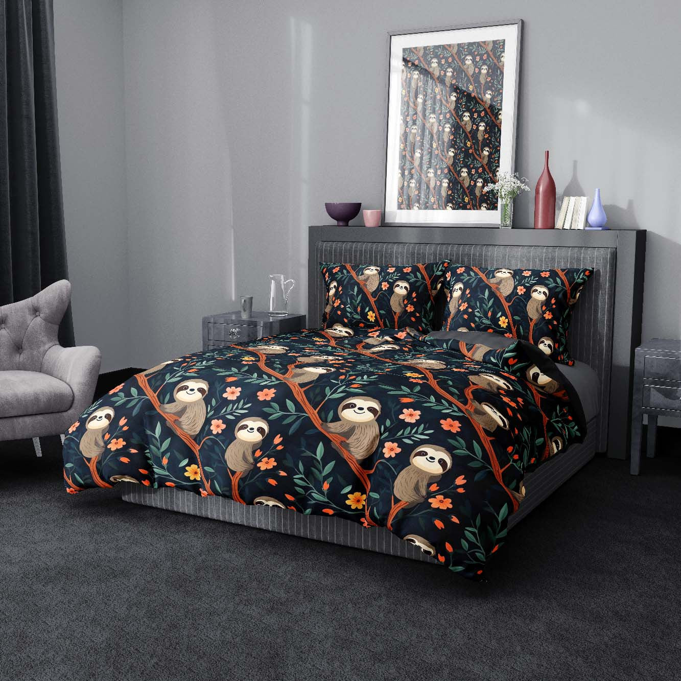 Retro Sloth Bedding Set