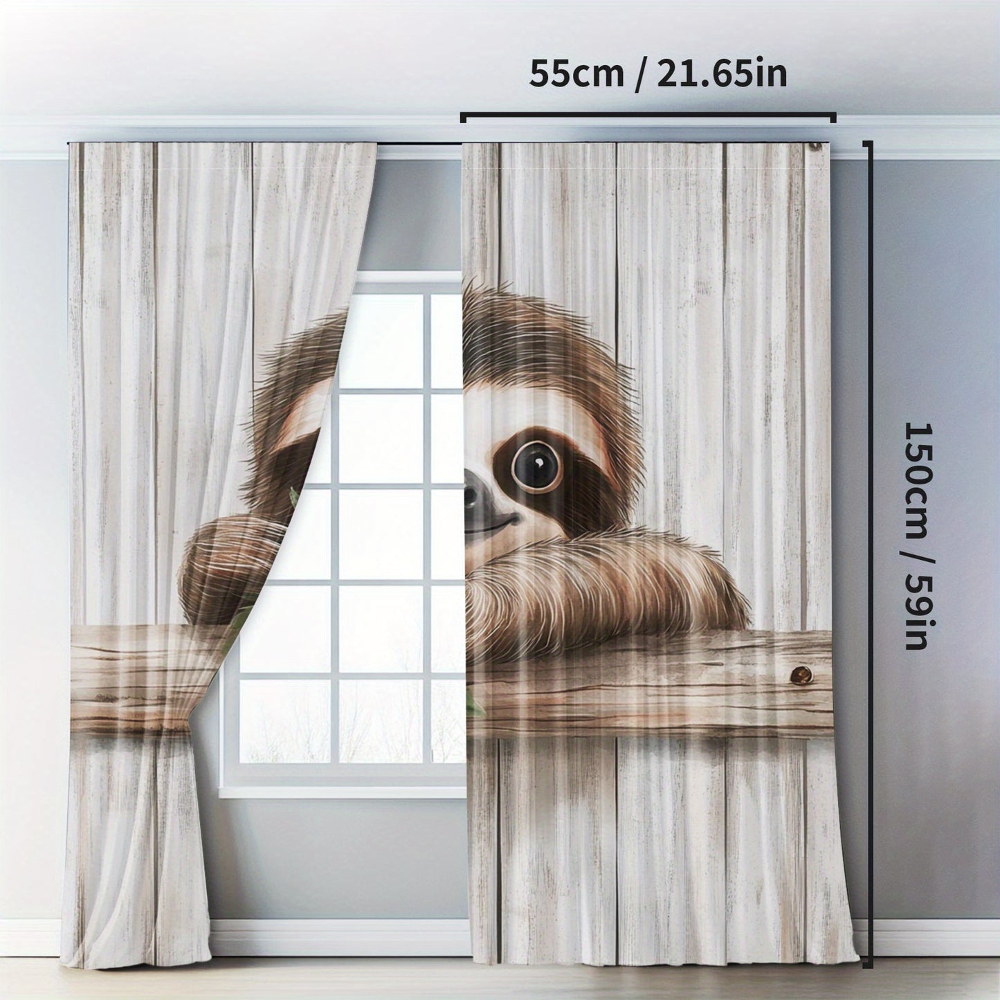 Cute Sloth Print Blackout Curtains