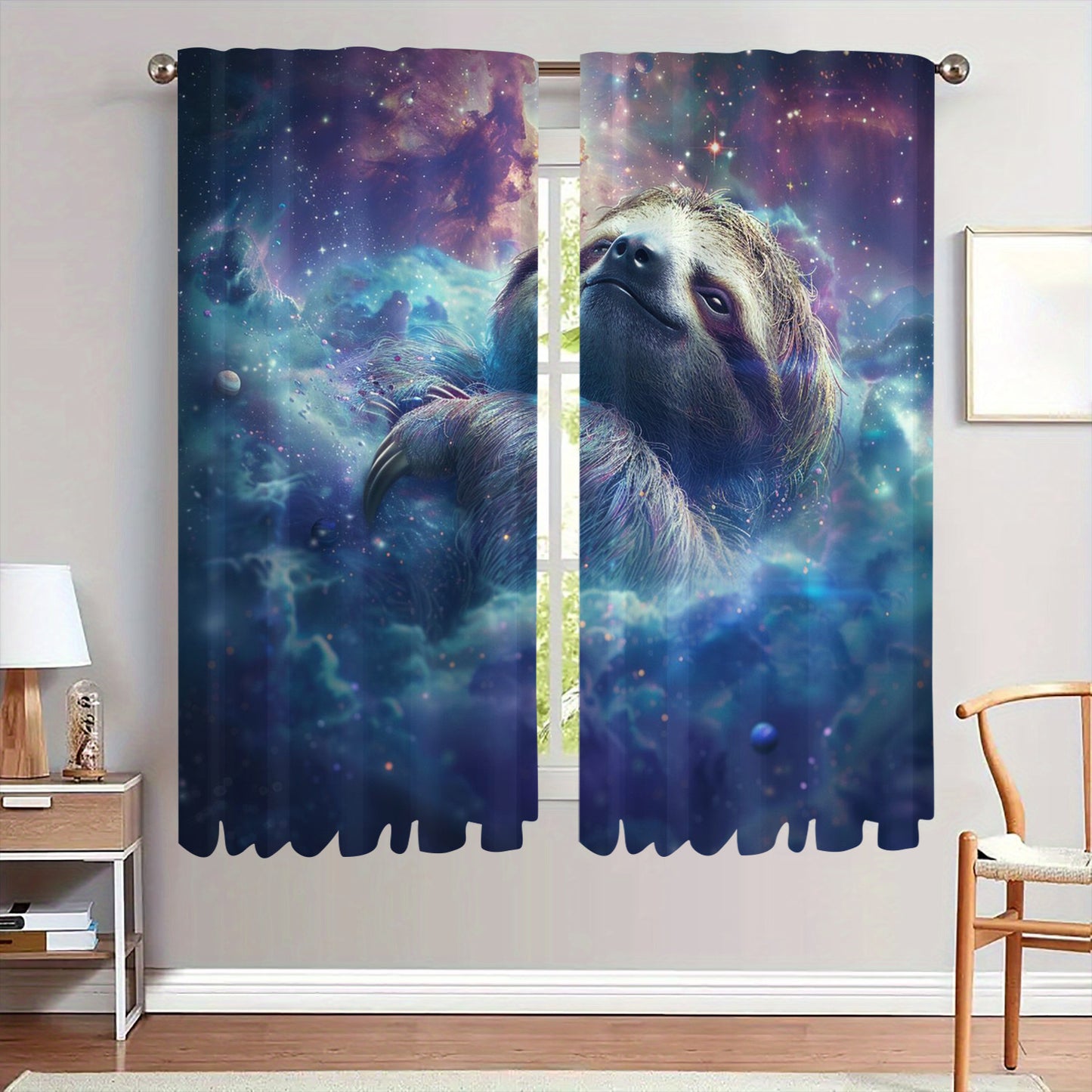 Dreamy Sloth Print Blackout Curtains