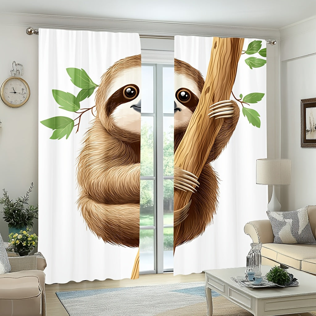 Adorable Sloth Print Curtains