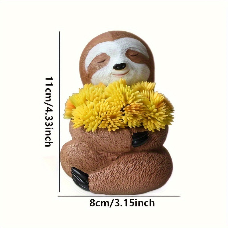 Vintage Resin Charming Sloth Hug Planter