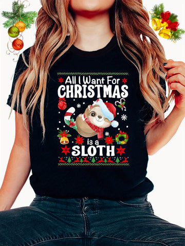 Image of All I want for Christmas is a Sloth T-shirt