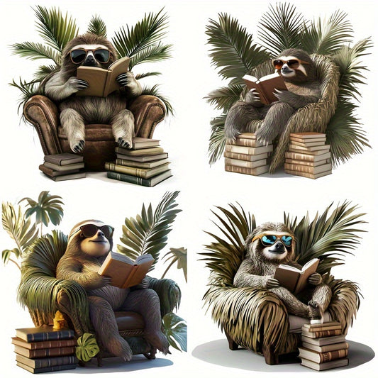 4 piece Reading Sloth Versatile Sticker