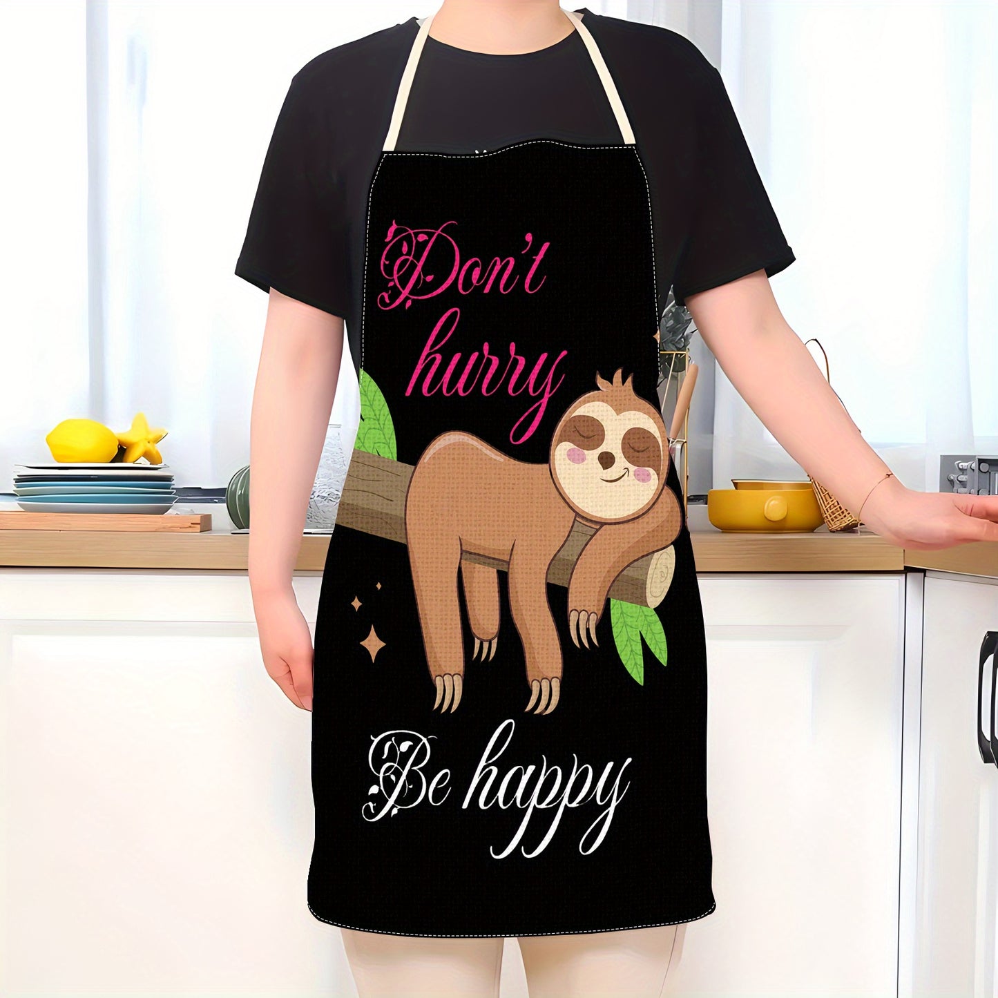 Don't Worry Be Happy Sloth Apron