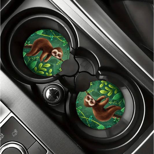 Cute Sleeping Sloth Car Coaster