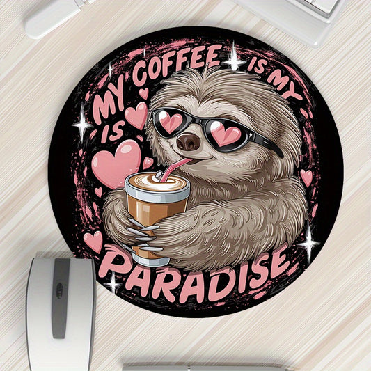 Coffee Sloth Round Mouse Pad