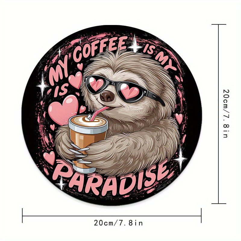 Coffee Sloth Round Mouse Pad