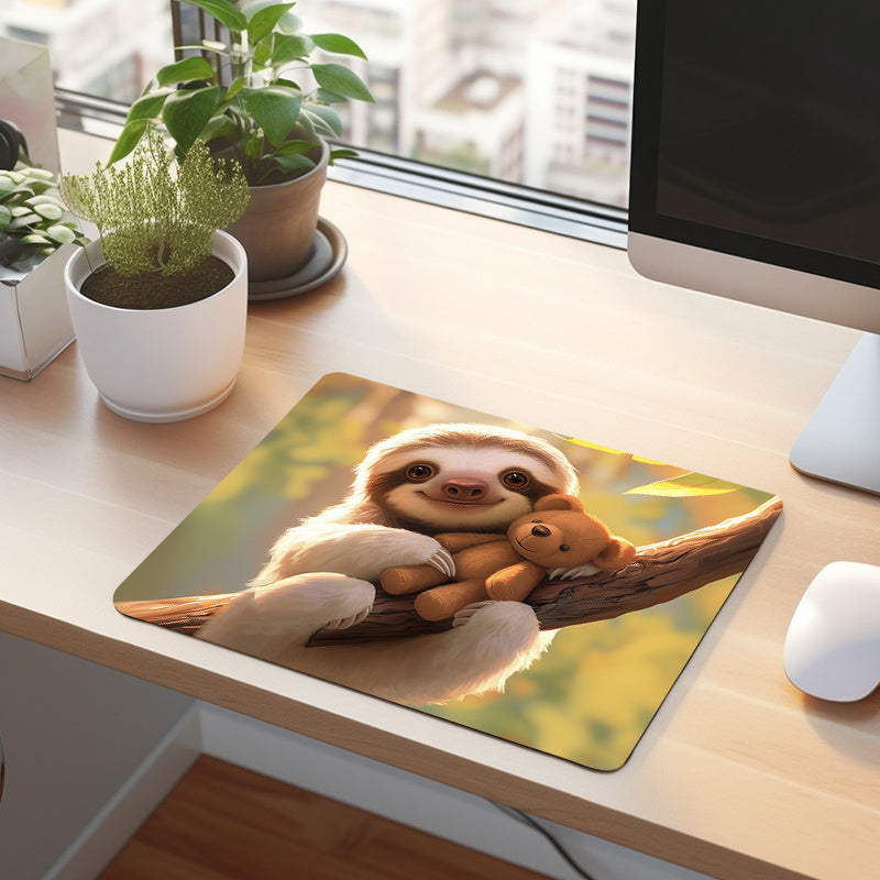 Cute Bear & Sloth Square Mouse Pad