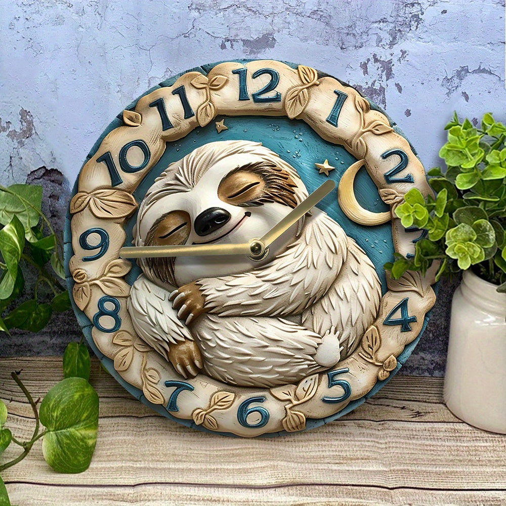 Sleeping Sloth & Crescent Moon Wall Clock