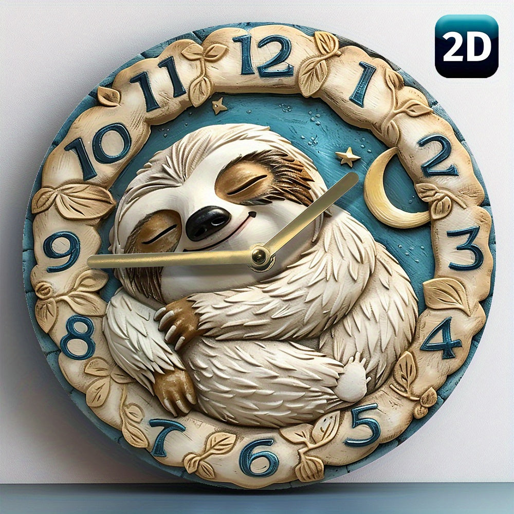 Sleeping Sloth & Crescent Moon Wall Clock