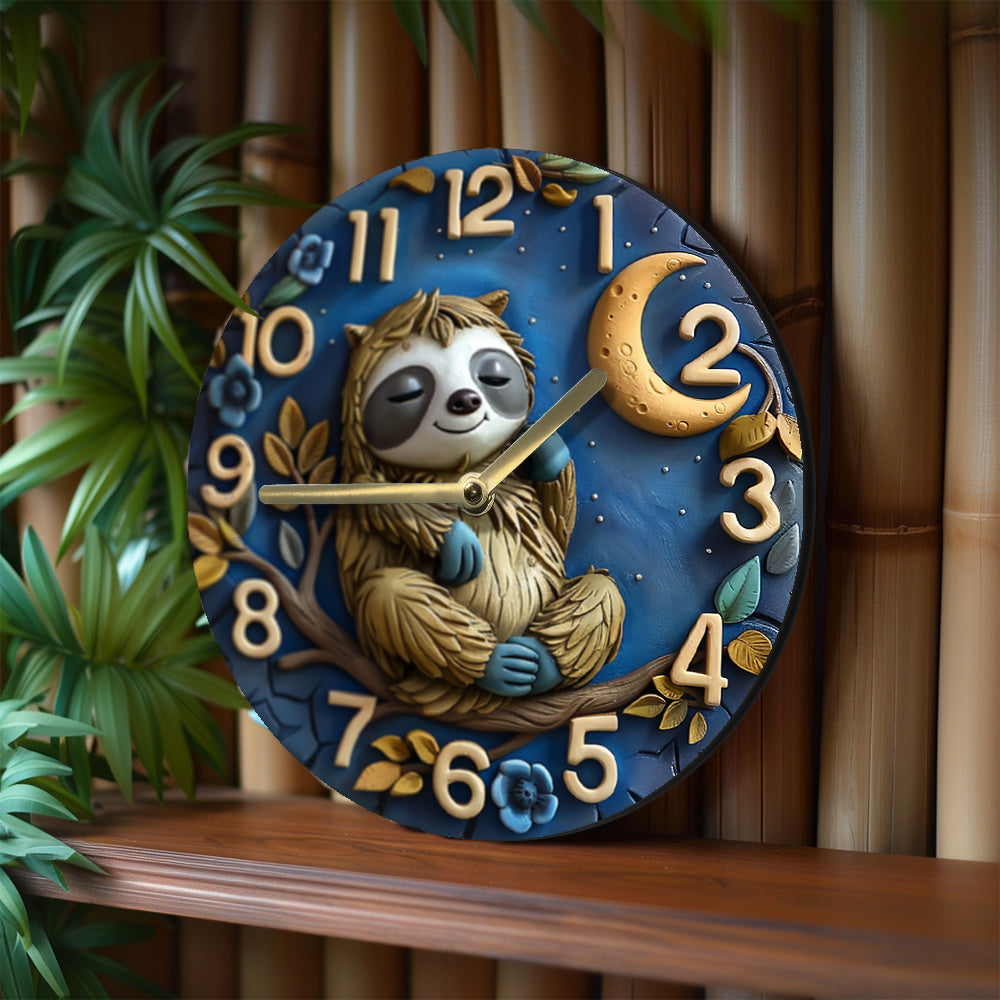 Sleeping Sloth and Moon Wall Clock