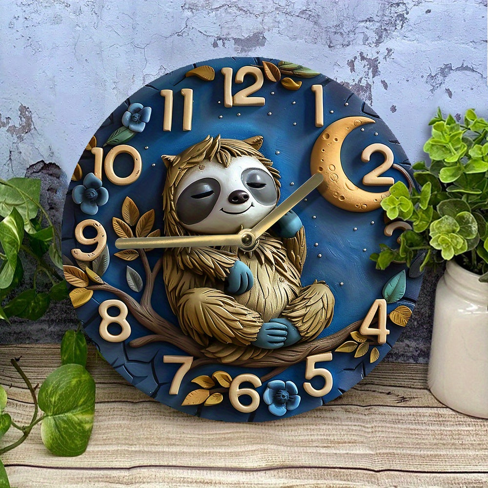 Sleeping Sloth and Moon Wall Clock