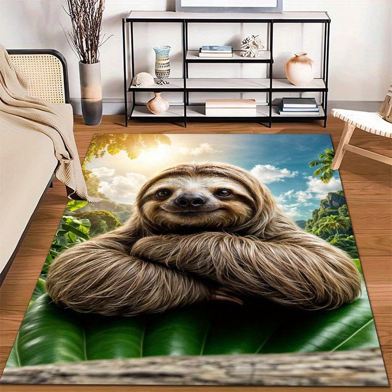 Cute Sloth on Leaf Rug