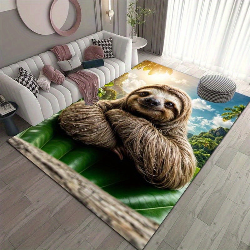 Cute Sloth on Leaf Rug