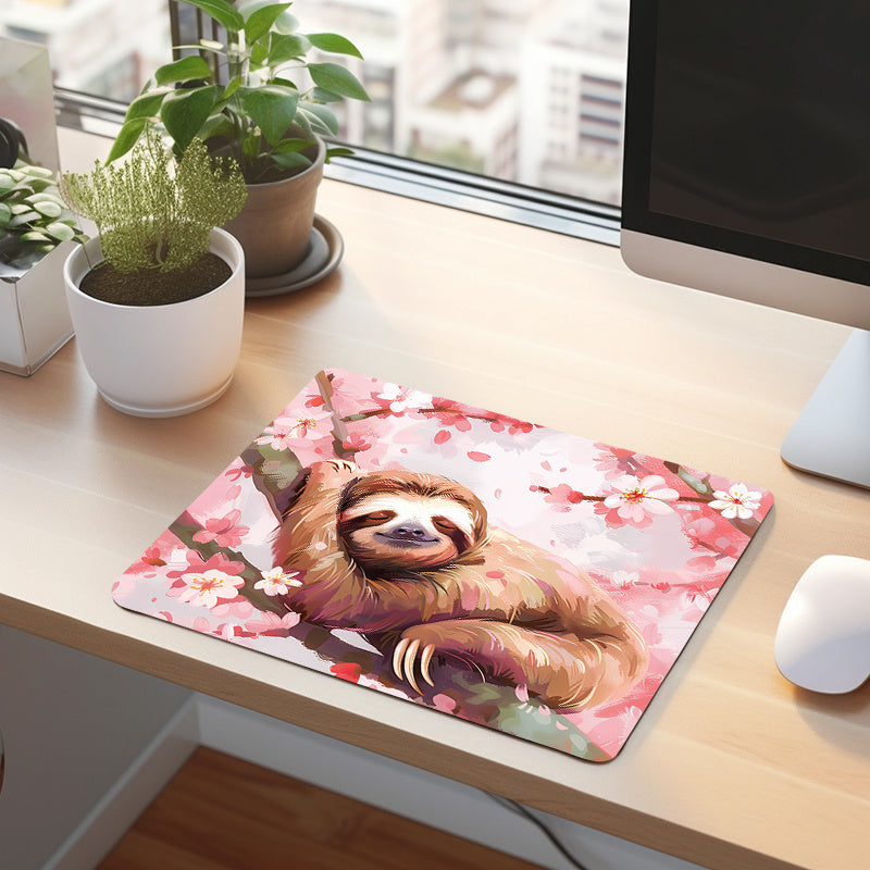 Sloth Floral Design Square Mouse Pad