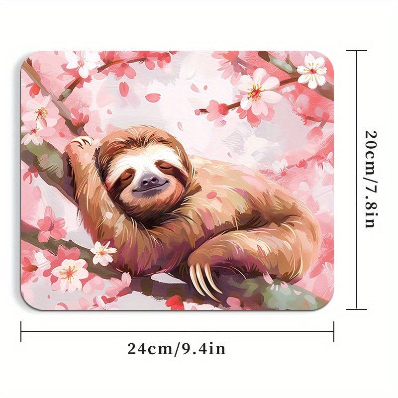 Sloth Floral Design Square Mouse Pad