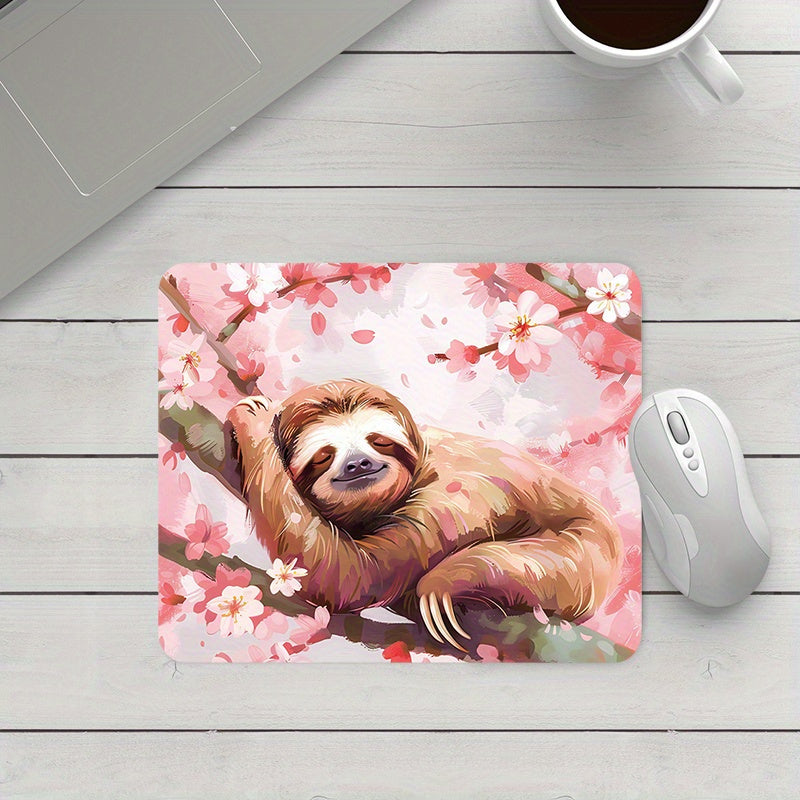 Sloth Floral Design Square Mouse Pad