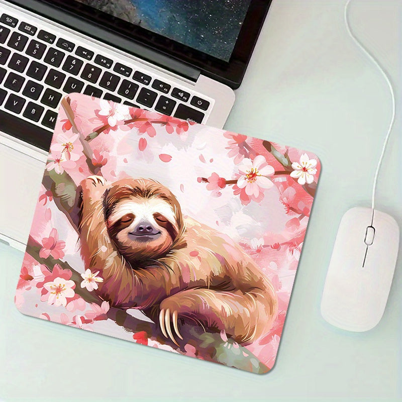 Sloth Floral Design Square Mouse Pad