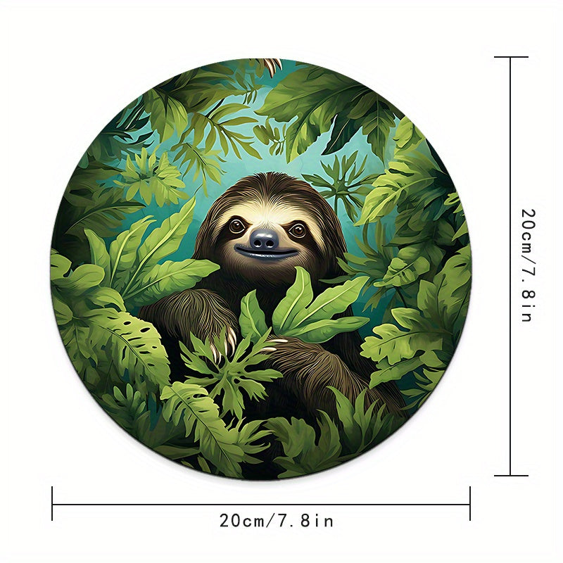 Round Sloth Themed Mouse Pad