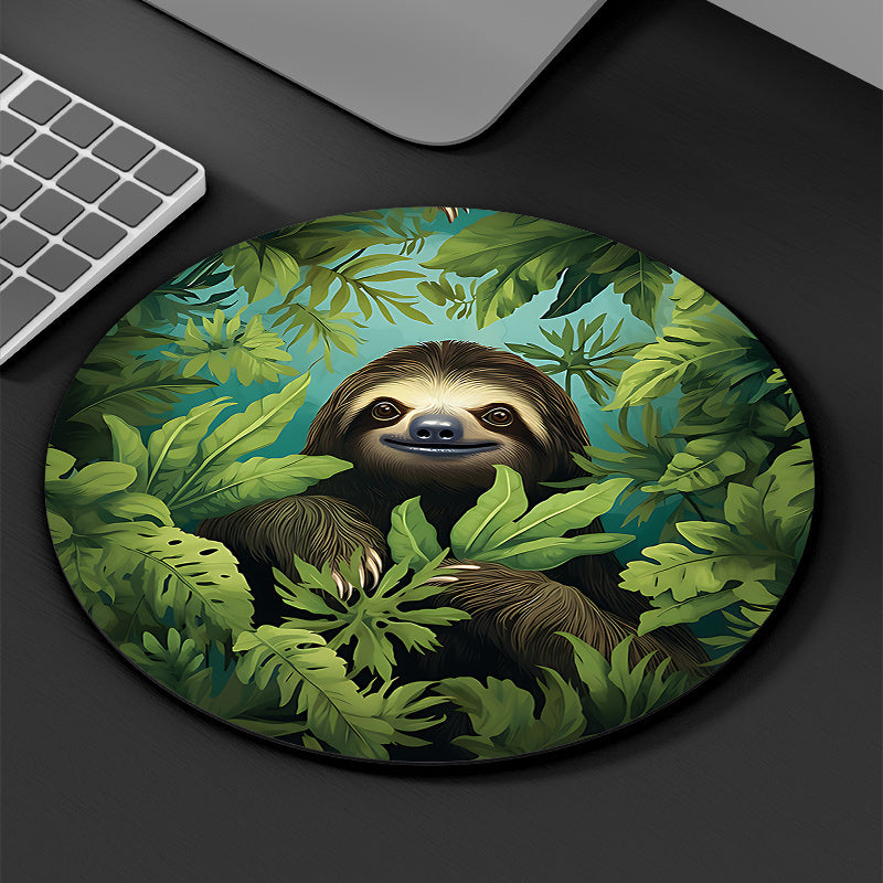 Round Sloth Themed Mouse Pad