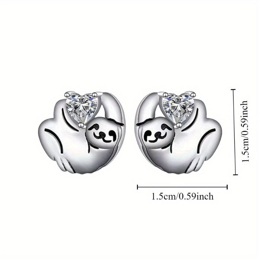 Sloth Heart Stud Earrings