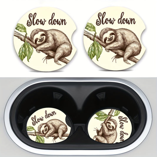 Slow Down Sloth Car Cup Coasters