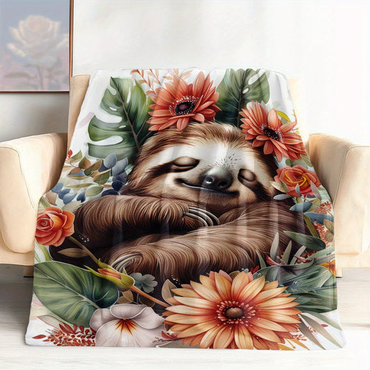 Sloth Floral Blanket